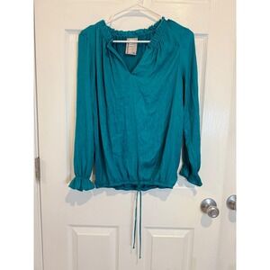 Dolan Left Coast Collection Blouse Top Long Sleeve Drawstring XS‎